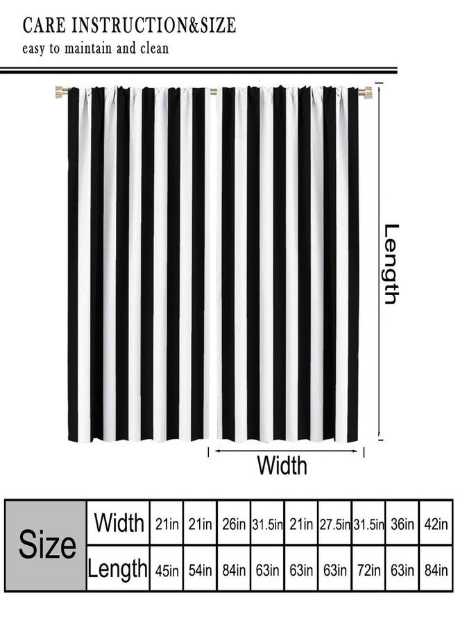 KANEPE Stripe Curtains for Kitchen Decor, Vertical Black and White Stripe Full Pattern Print Window Treatments, Rod Pocket Thermal Insulation Drapes for Bedroom Living Room, 42" W X 45" L - Image 2